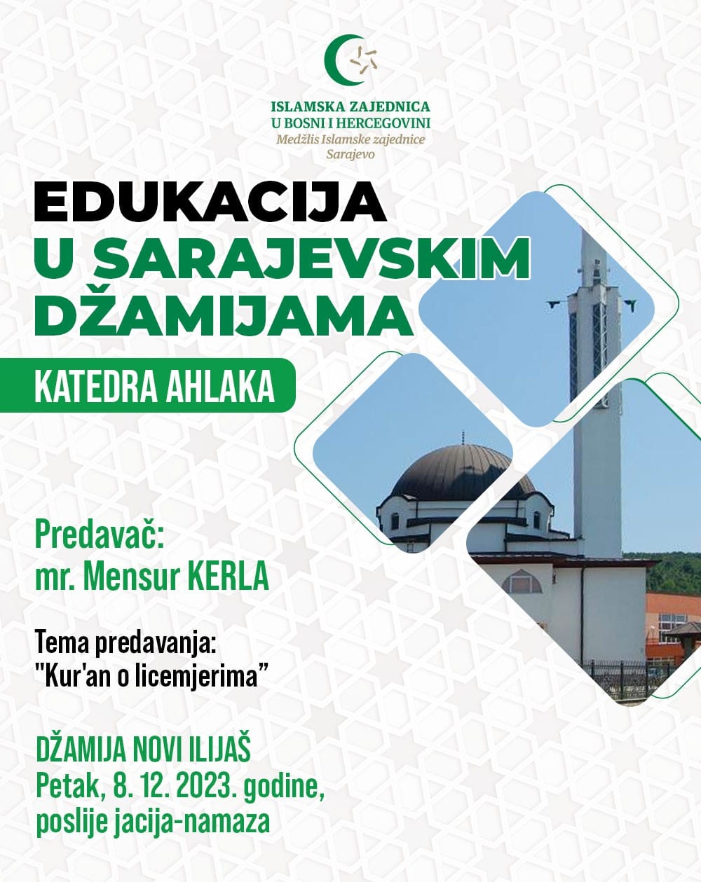 Katedra ahlaka: Kur'an o licemjerima 2 Edukacija u Sarajevskim džamijama